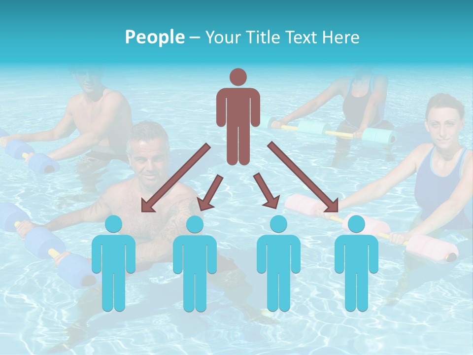 A Group Of People Doing Exercises In A Swimming Pool PowerPoint Template