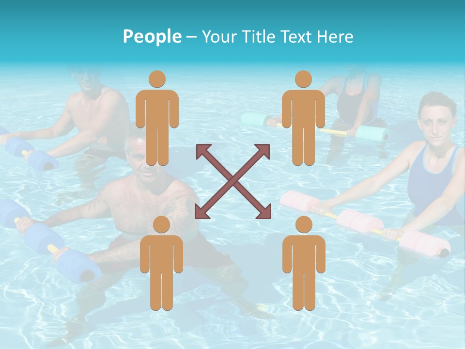A Group Of People Doing Exercises In A Swimming Pool PowerPoint Template