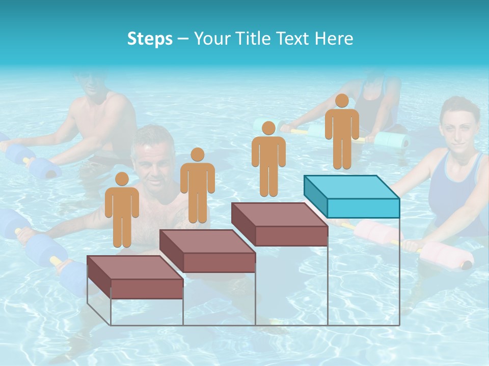 A Group Of People Doing Exercises In A Swimming Pool PowerPoint Template