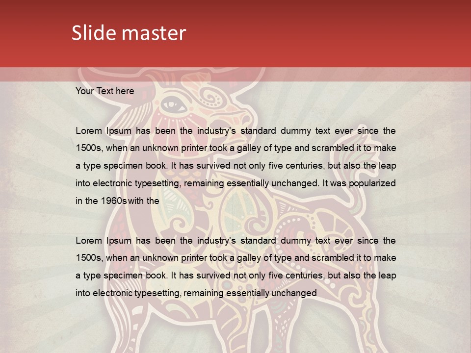 A Red Cow With A Pattern On It's Body PowerPoint Template