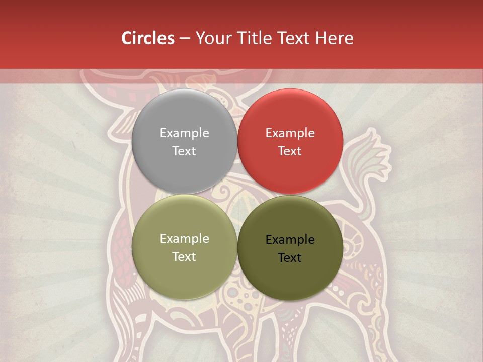 A Red Cow With A Pattern On It's Body PowerPoint Template