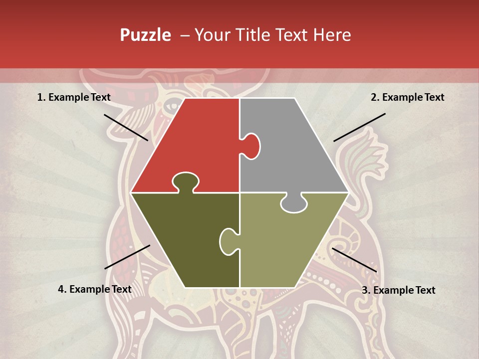 A Red Cow With A Pattern On It's Body PowerPoint Template