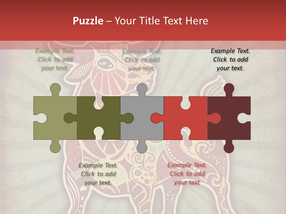 A Red Cow With A Pattern On It's Body PowerPoint Template