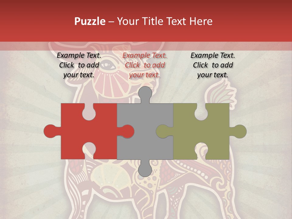 A Red Cow With A Pattern On It's Body PowerPoint Template