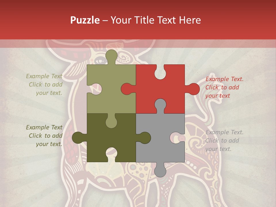 A Red Cow With A Pattern On It's Body PowerPoint Template