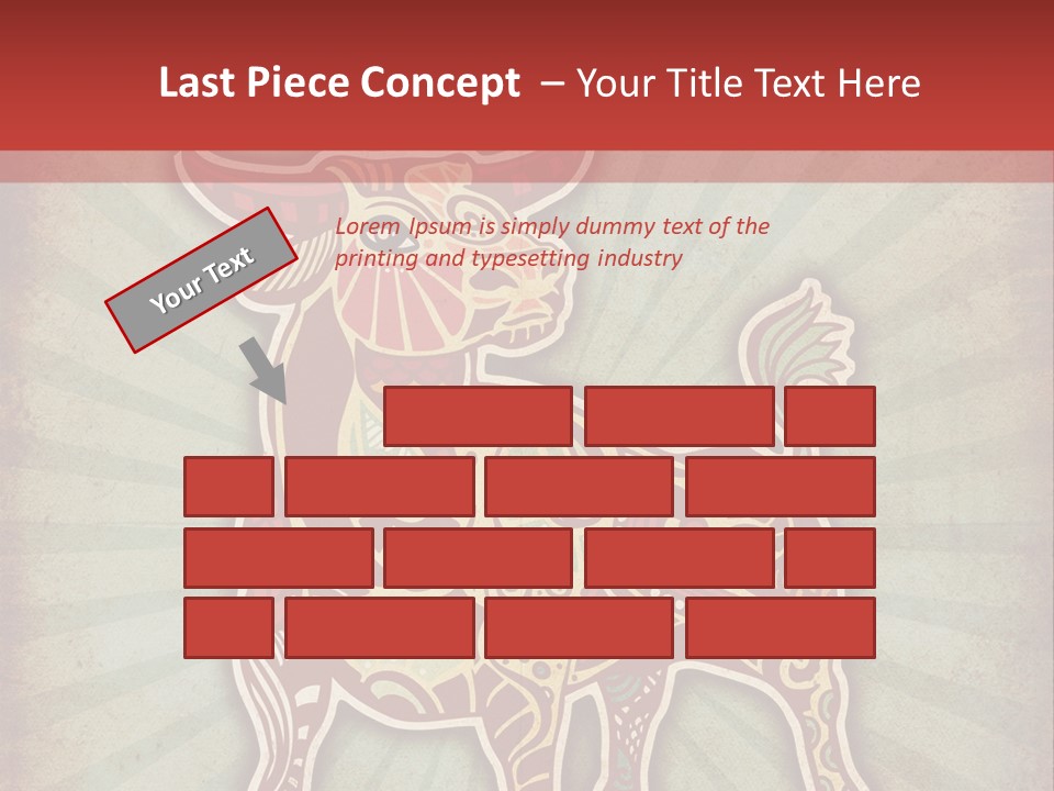 A Red Cow With A Pattern On It's Body PowerPoint Template