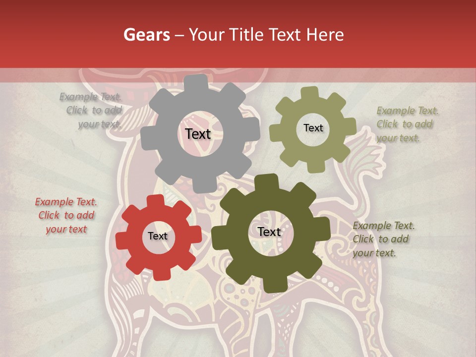 A Red Cow With A Pattern On It's Body PowerPoint Template