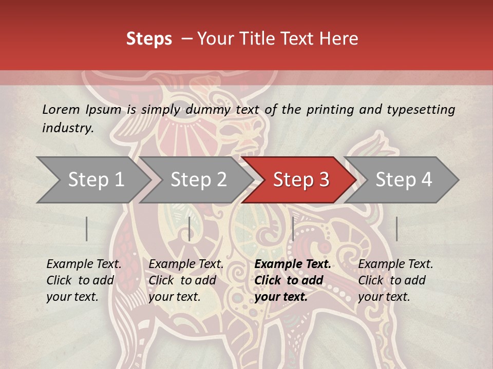 A Red Cow With A Pattern On It's Body PowerPoint Template