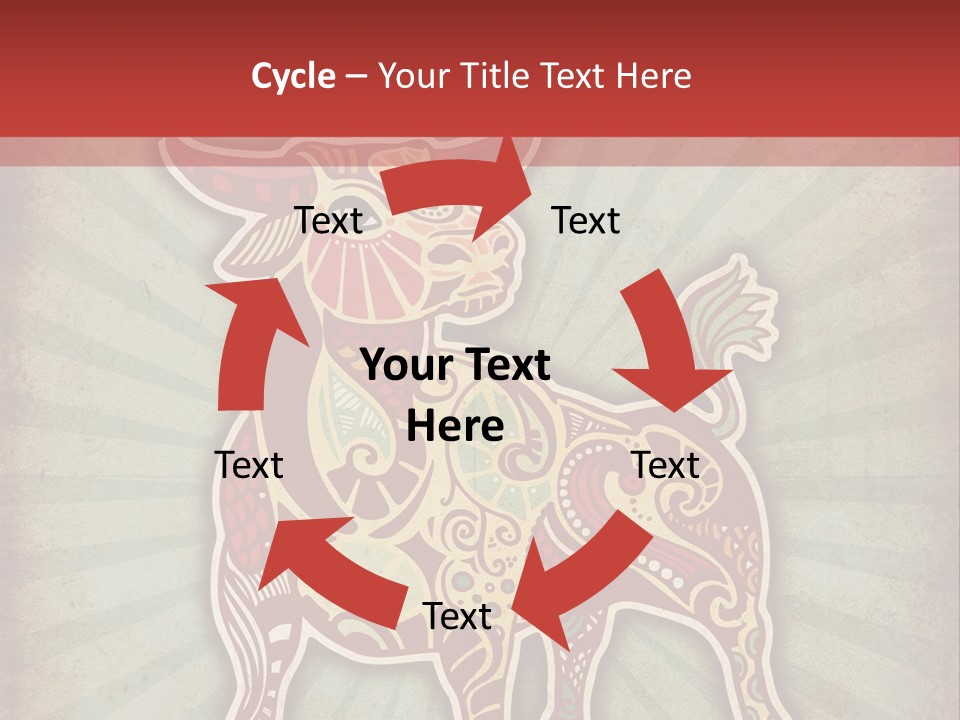 A Red Cow With A Pattern On It's Body PowerPoint Template