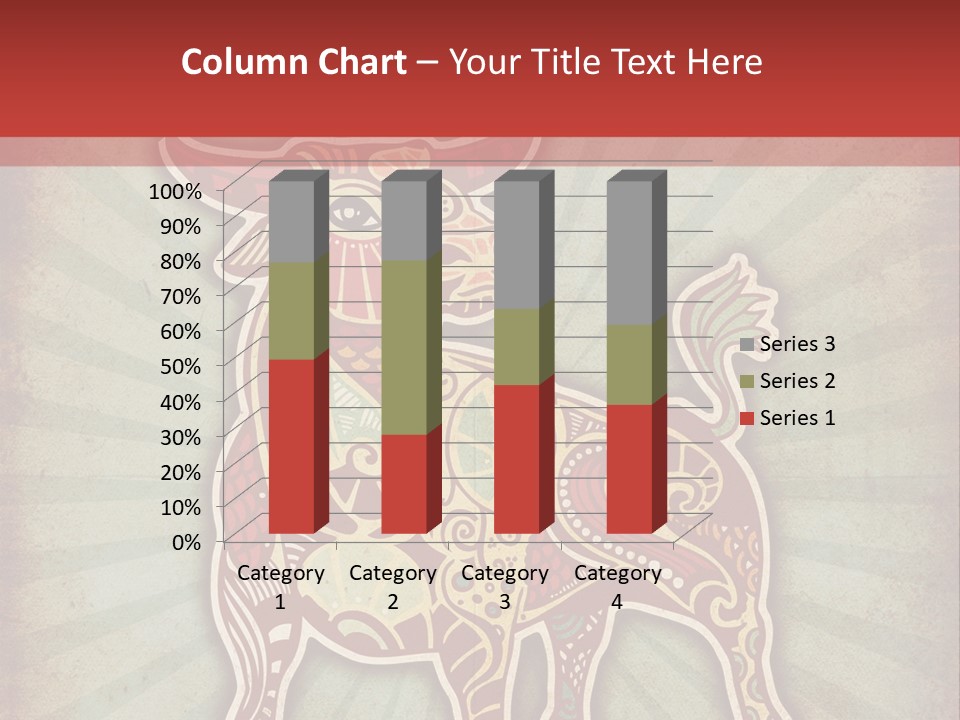 A Red Cow With A Pattern On It's Body PowerPoint Template