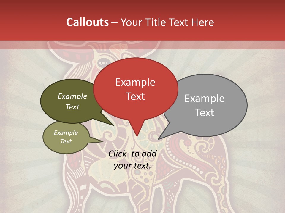 A Red Cow With A Pattern On It's Body PowerPoint Template