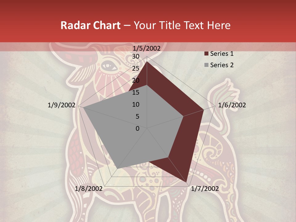 A Red Cow With A Pattern On It's Body PowerPoint Template