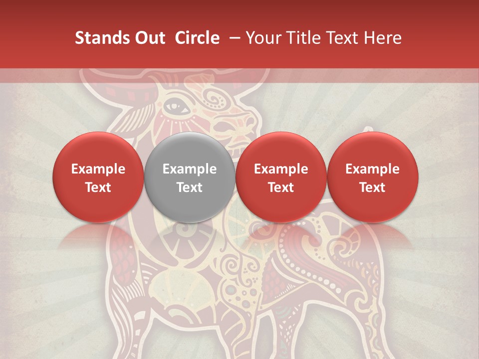 A Red Cow With A Pattern On It's Body PowerPoint Template