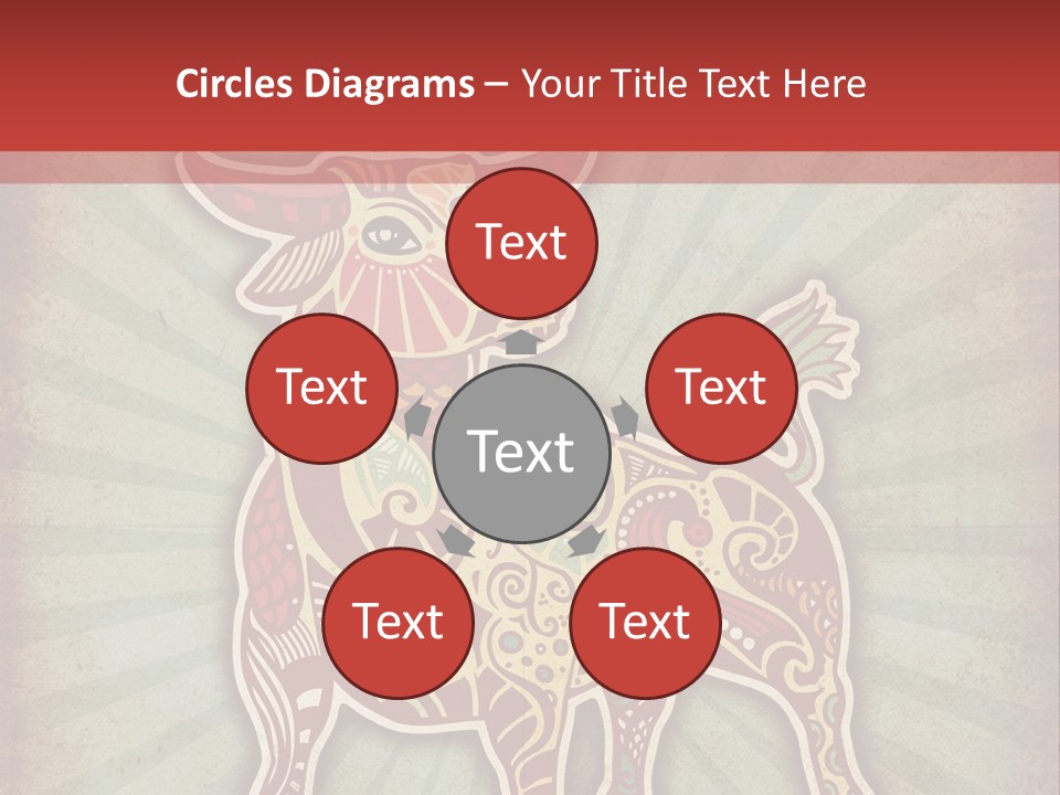 A Red Cow With A Pattern On It's Body PowerPoint Template