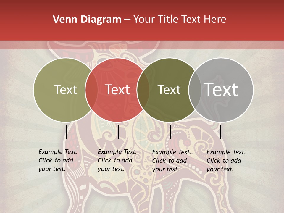 A Red Cow With A Pattern On It's Body PowerPoint Template