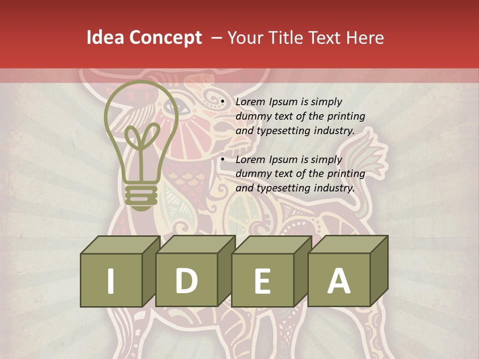 A Red Cow With A Pattern On It's Body PowerPoint Template