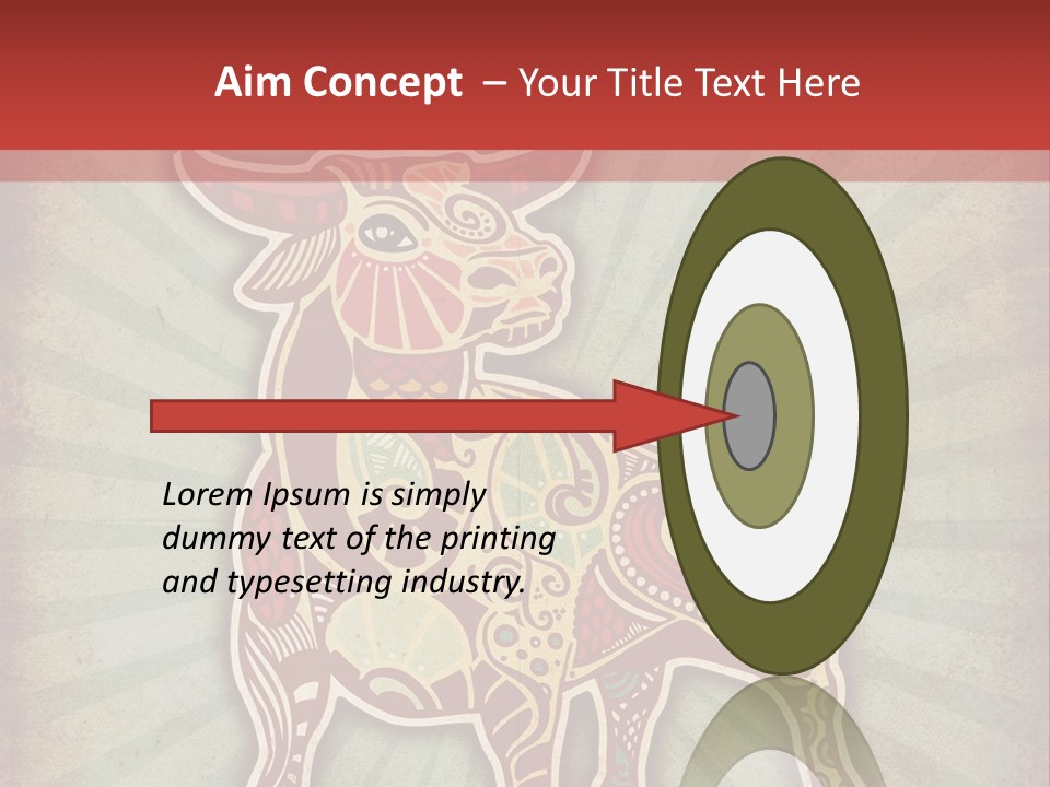 A Red Cow With A Pattern On It's Body PowerPoint Template