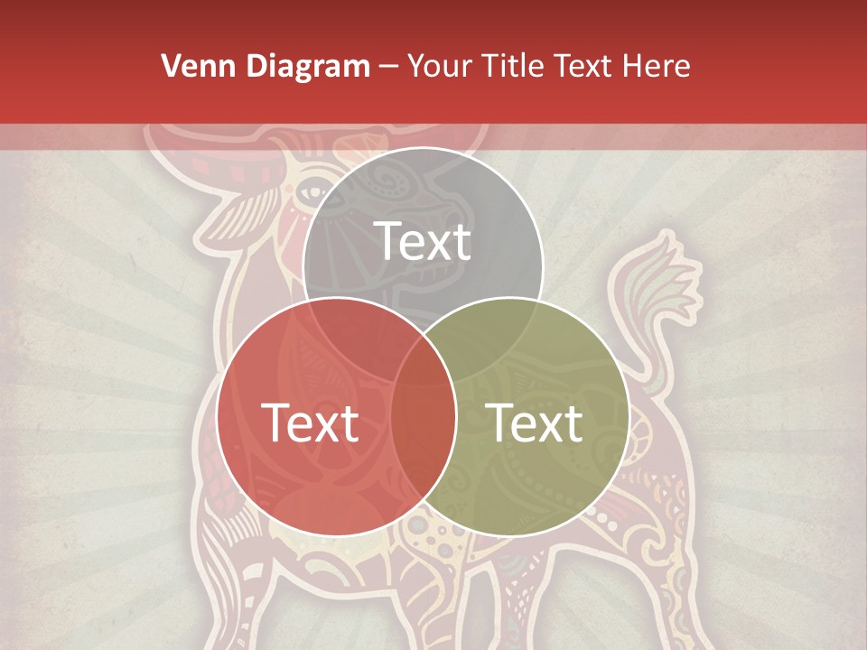 A Red Cow With A Pattern On It's Body PowerPoint Template