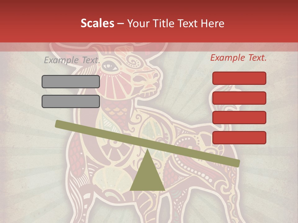 A Red Cow With A Pattern On It's Body PowerPoint Template