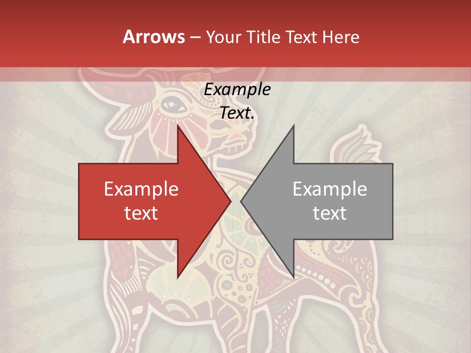 A Red Cow With A Pattern On It's Body PowerPoint Template