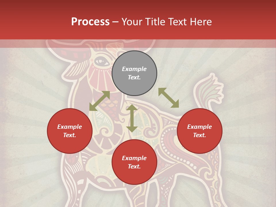 A Red Cow With A Pattern On It's Body PowerPoint Template