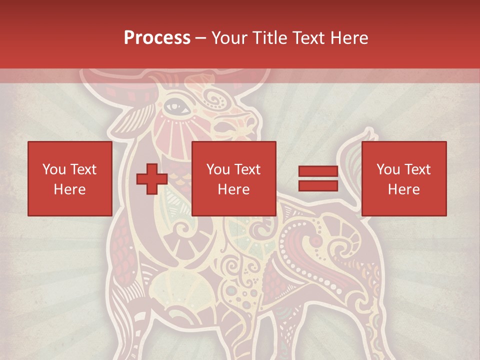 A Red Cow With A Pattern On It's Body PowerPoint Template