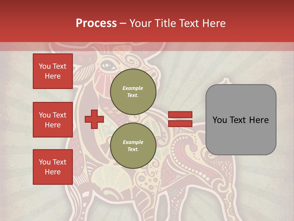 A Red Cow With A Pattern On It's Body PowerPoint Template