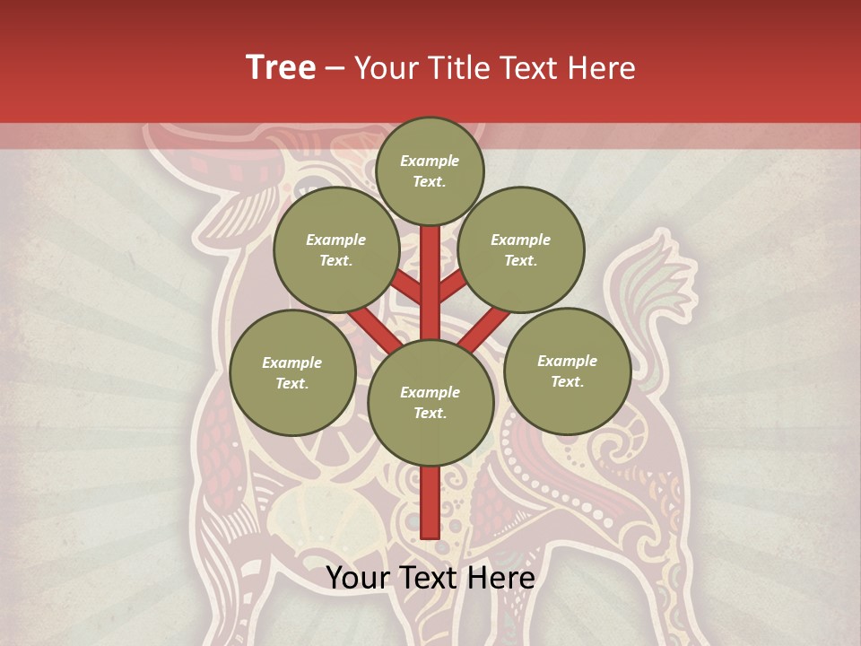 A Red Cow With A Pattern On It's Body PowerPoint Template