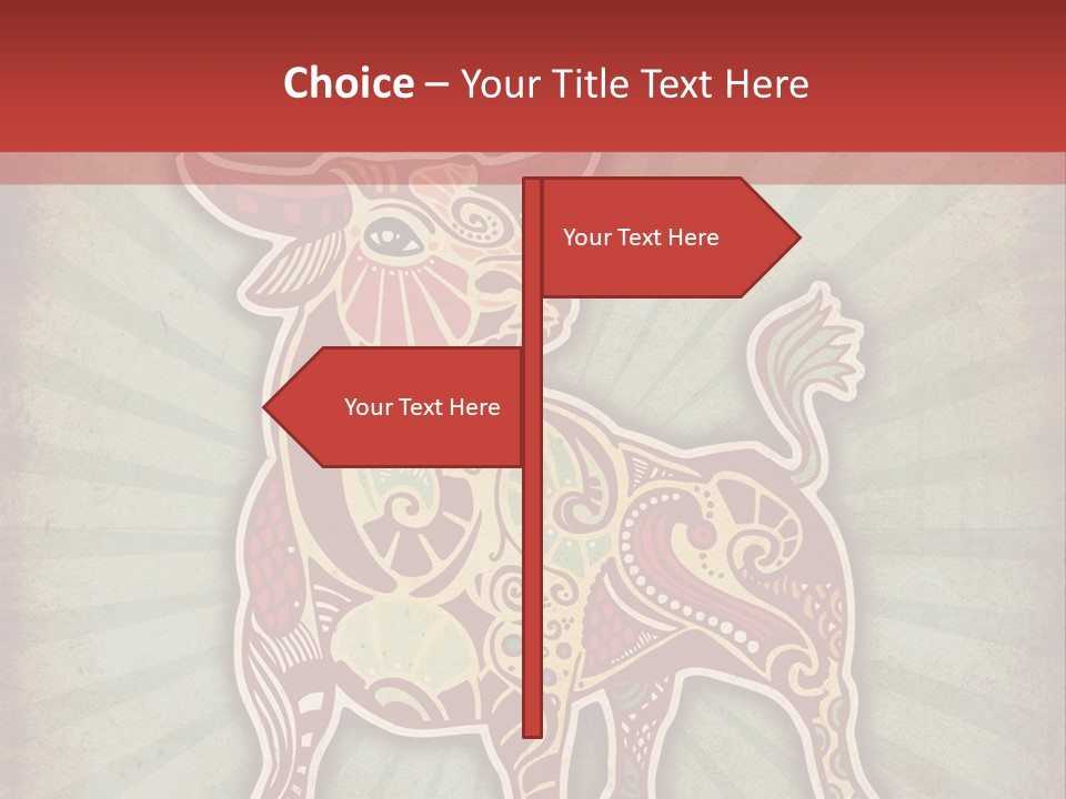 A Red Cow With A Pattern On It's Body PowerPoint Template