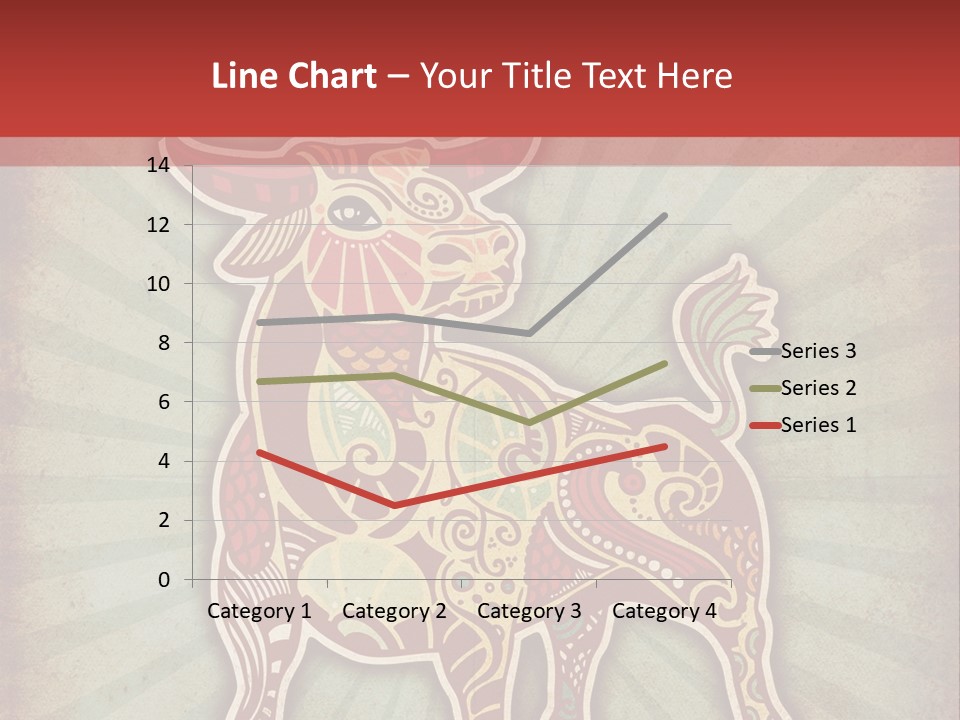 A Red Cow With A Pattern On It's Body PowerPoint Template