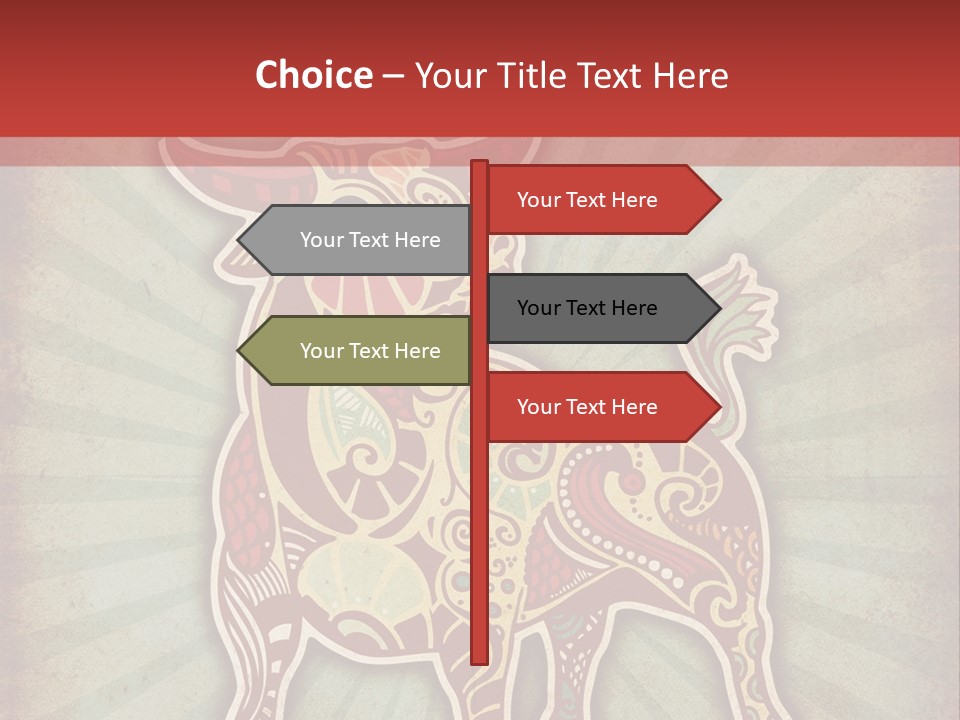 A Red Cow With A Pattern On It's Body PowerPoint Template