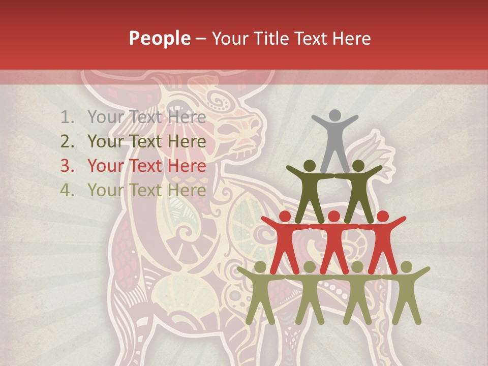 A Red Cow With A Pattern On It's Body PowerPoint Template