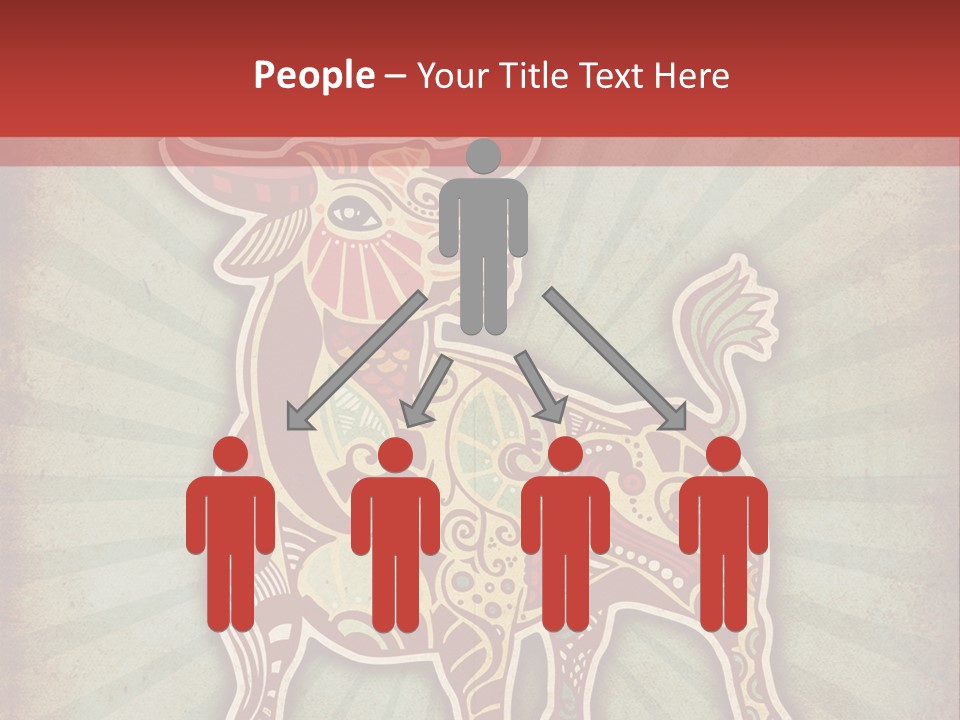 A Red Cow With A Pattern On It's Body PowerPoint Template