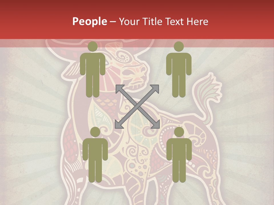 A Red Cow With A Pattern On It's Body PowerPoint Template