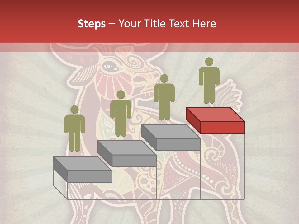 A Red Cow With A Pattern On It's Body PowerPoint Template