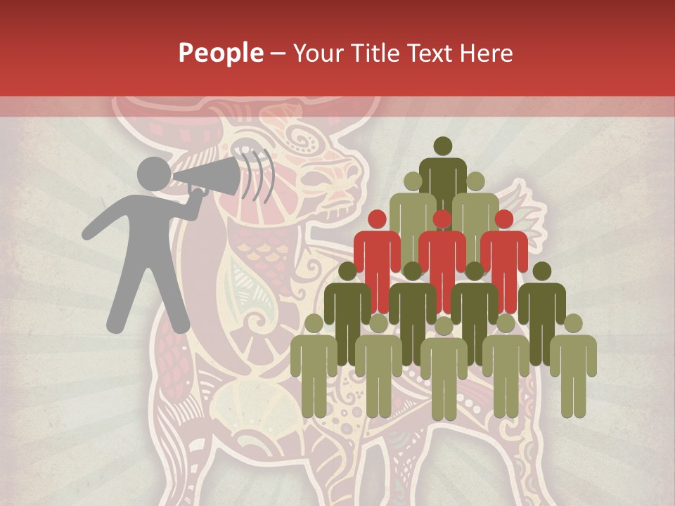 A Red Cow With A Pattern On It's Body PowerPoint Template