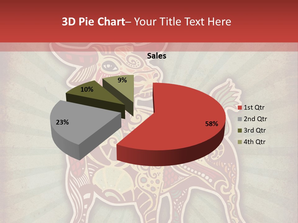A Red Cow With A Pattern On It's Body PowerPoint Template