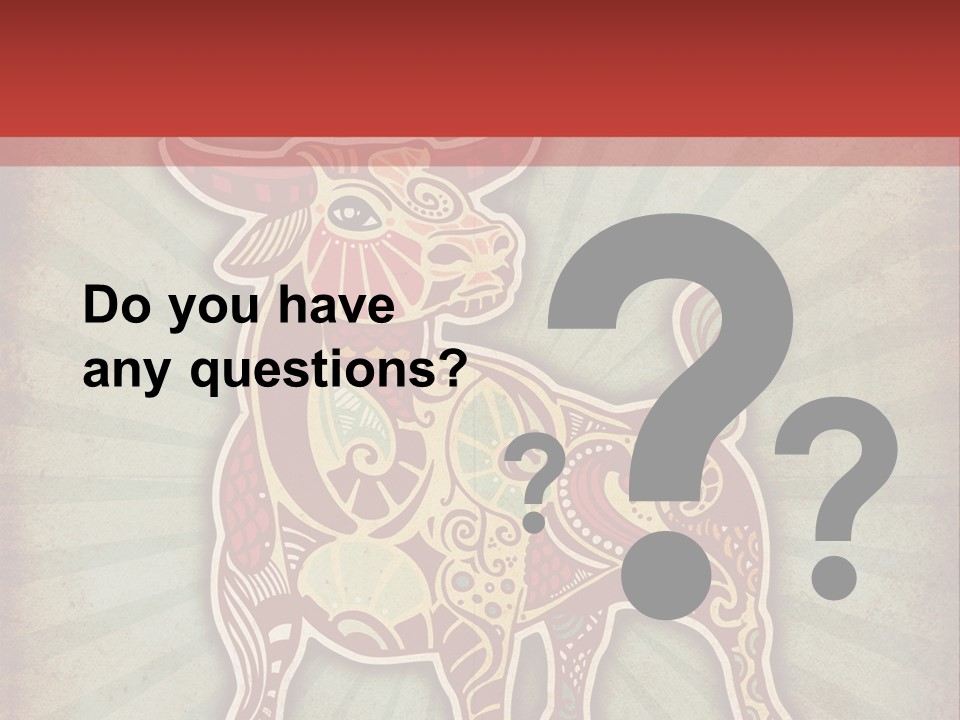 A Red Cow With A Pattern On It's Body PowerPoint Template