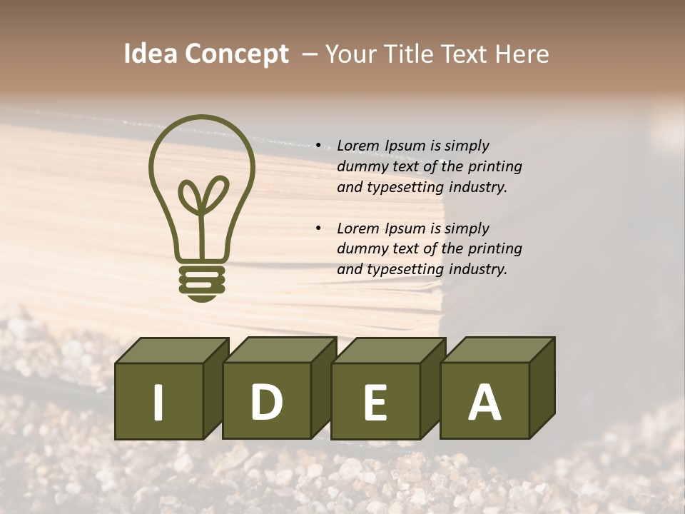 An Open Book On A Pile Of Gravel PowerPoint Template