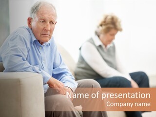 A Man Sitting On A Couch Next To A Woman PowerPoint Template