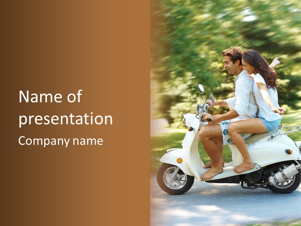 A Man And A Woman Riding A Scooter PowerPoint Template