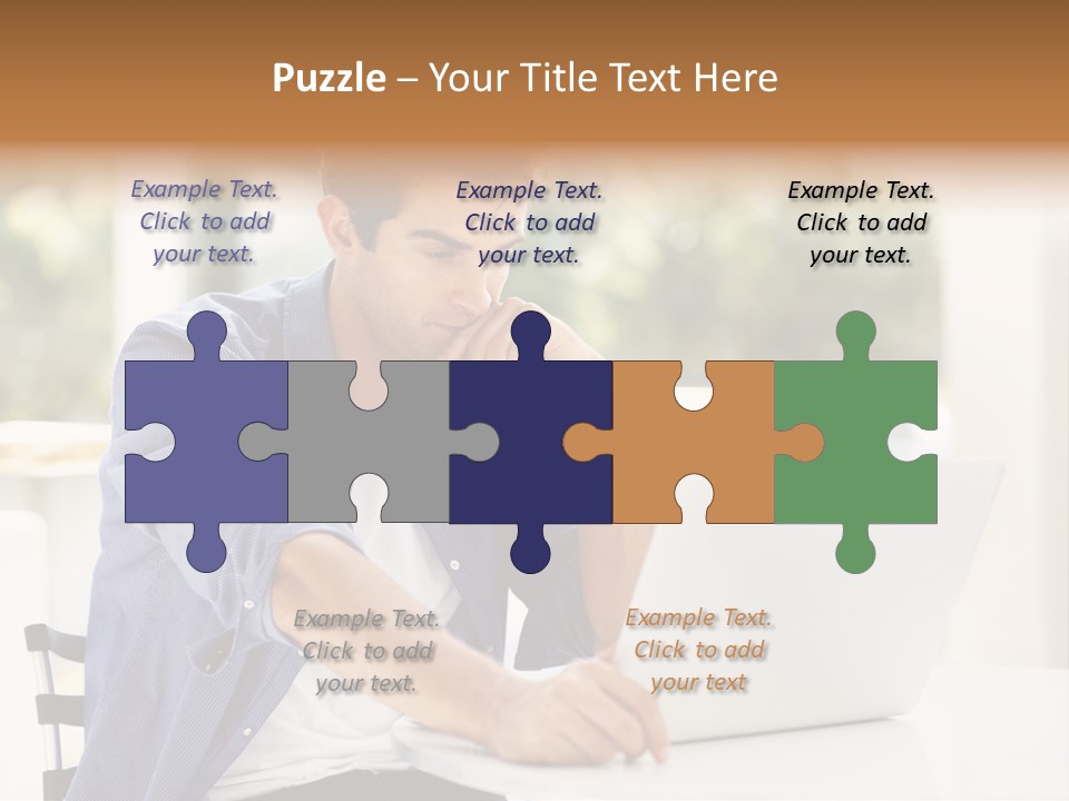 A Man Sitting In Front Of A Laptop Computer PowerPoint Template