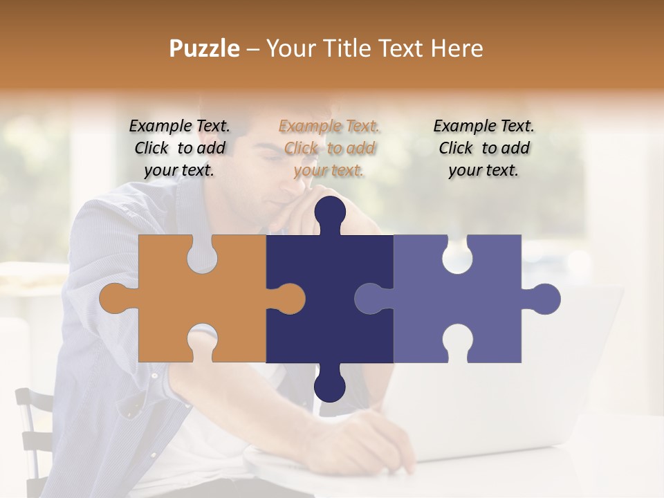 A Man Sitting In Front Of A Laptop Computer PowerPoint Template