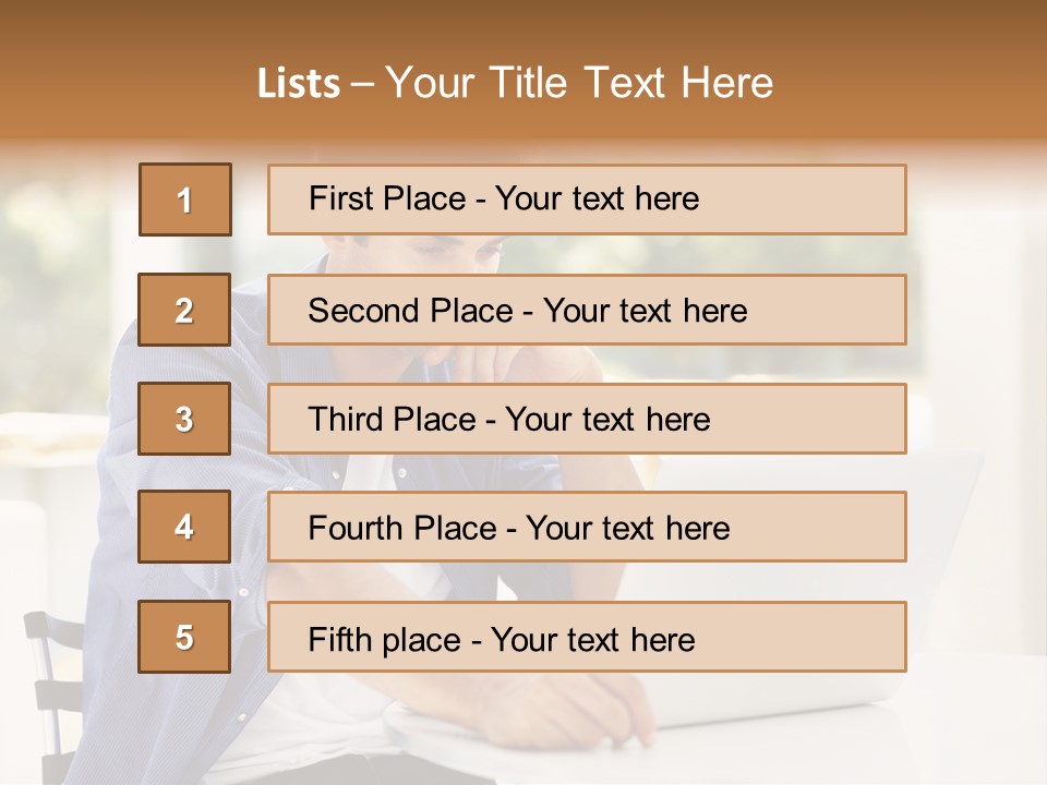 A Man Sitting In Front Of A Laptop Computer PowerPoint Template