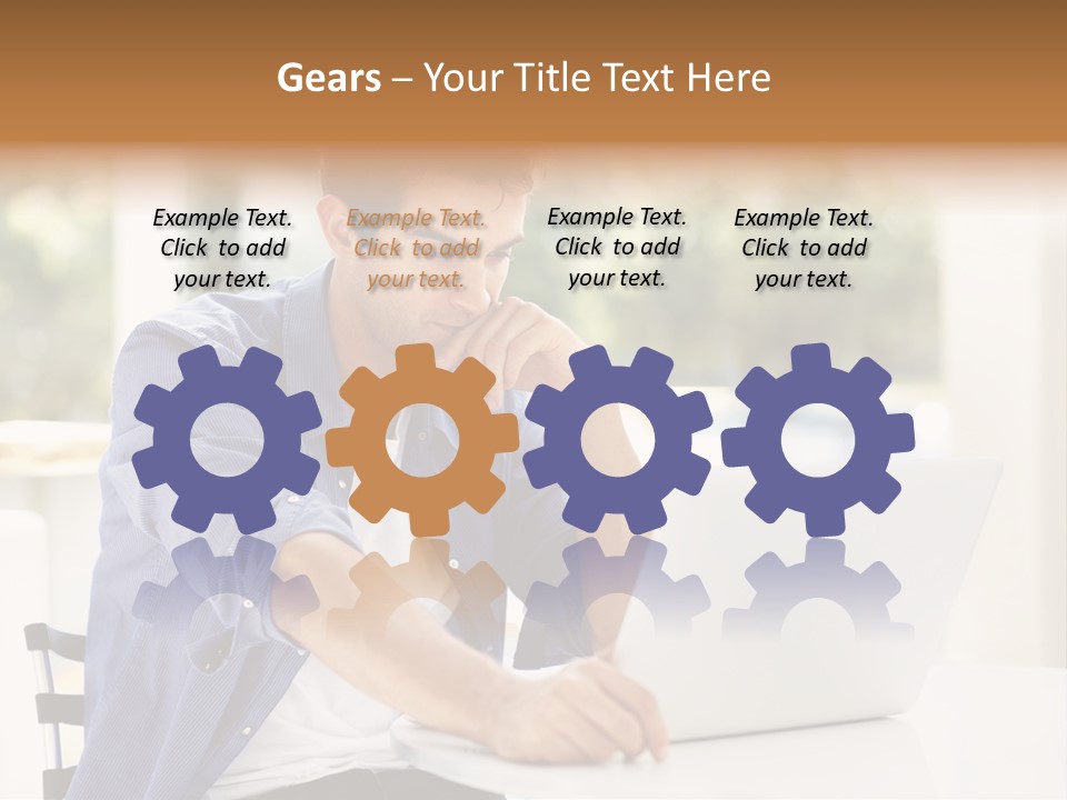 A Man Sitting In Front Of A Laptop Computer PowerPoint Template