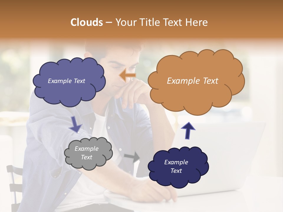 A Man Sitting In Front Of A Laptop Computer PowerPoint Template