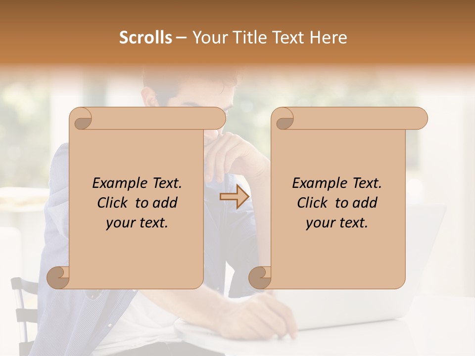 A Man Sitting In Front Of A Laptop Computer PowerPoint Template