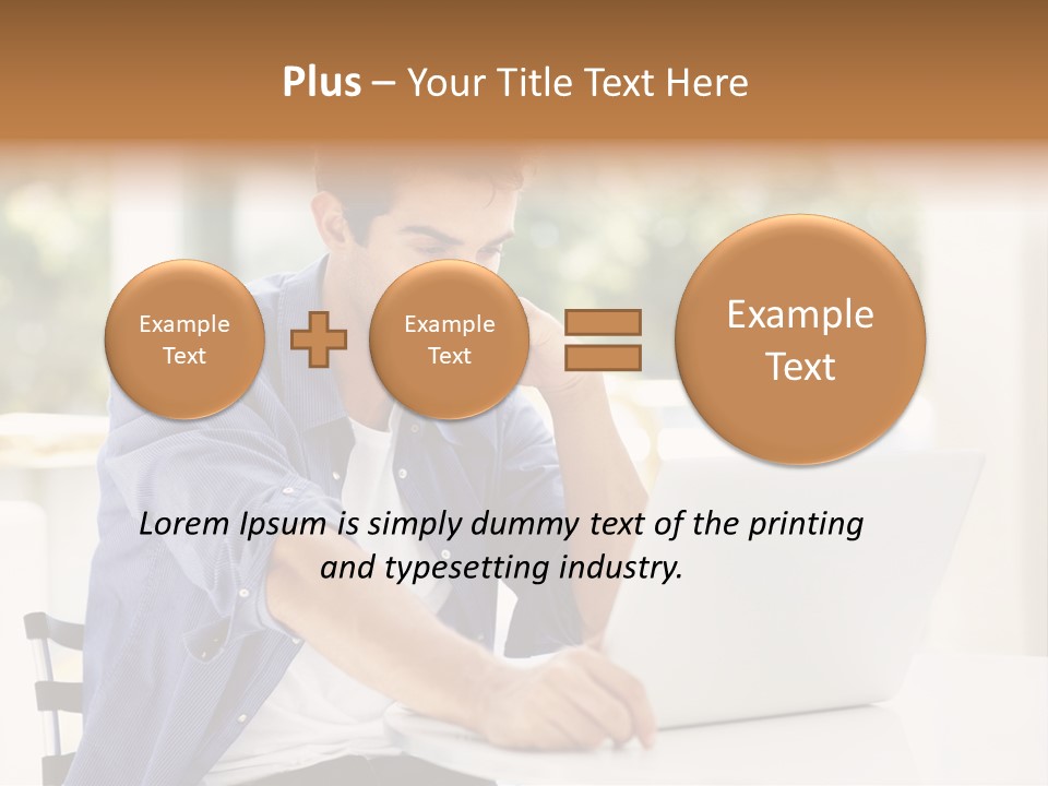 A Man Sitting In Front Of A Laptop Computer PowerPoint Template