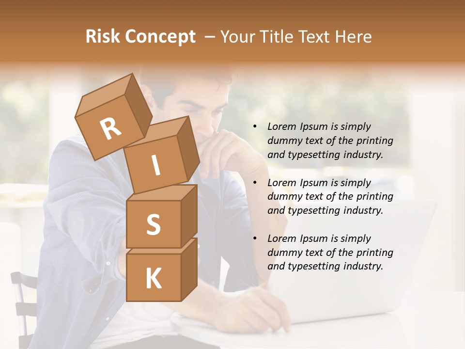 A Man Sitting In Front Of A Laptop Computer PowerPoint Template