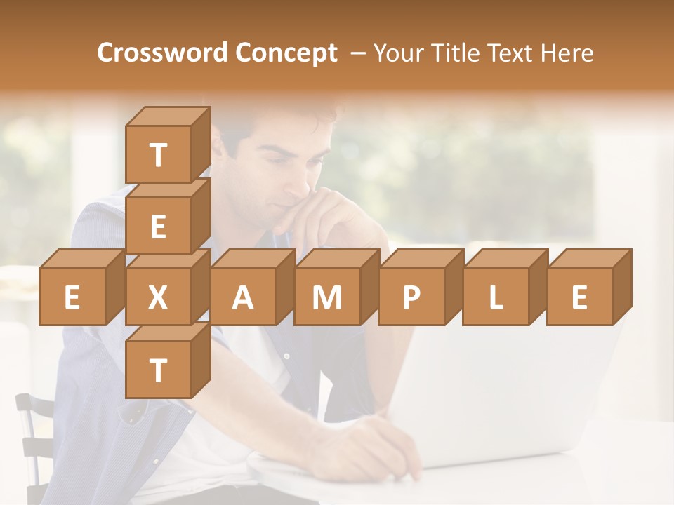 A Man Sitting In Front Of A Laptop Computer PowerPoint Template